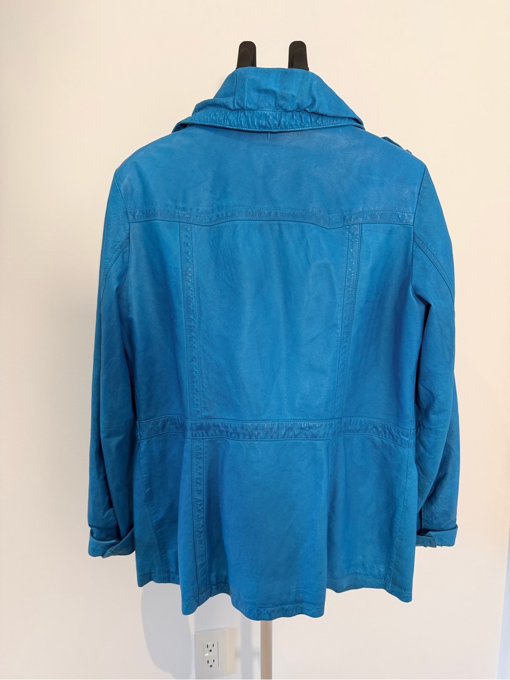 Danier Genuine Leather Turquoise Blue Utility Jacket Size Large - Picture 11 of 16